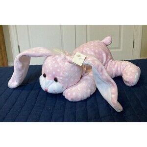 Dan Dee Pink Polka Dot Bunny Rabbit Plush Easter Lying Laying Bendable Ears 14"